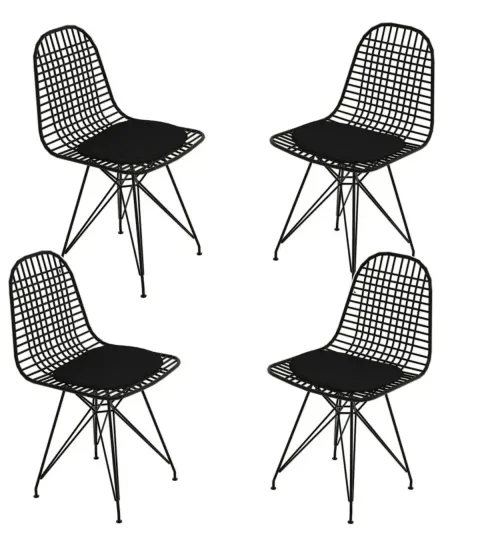 Set 4 scaune metal, Dining Homs, negru 80 x 42 x 45 cm