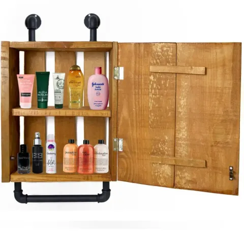 Dulap baie cu oglinda si etajera Calypso Homs, nuc-negru, 45 X 15 X 35 cm,10151