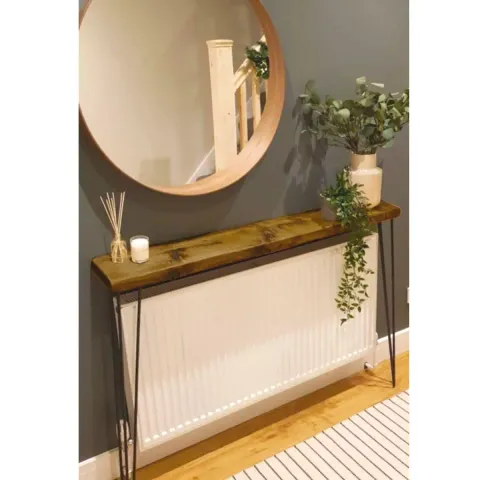 Masuta hol intrare, suport calorifer, seria wood Homs, 90 x 20 x 85cm,700076