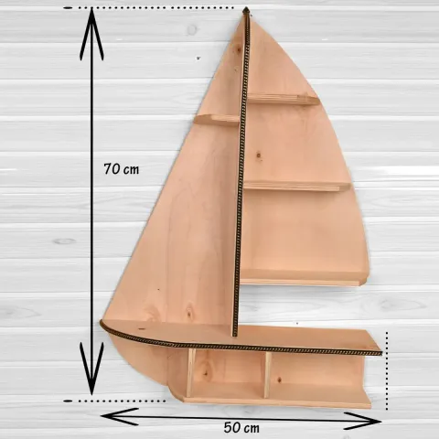 Raft de perete 72×52×18 cm – lemn stratificat nuc, Sailor