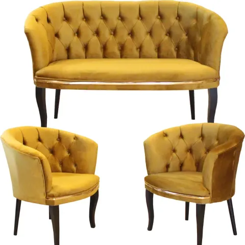 Set canapea Milano Relax Homs textil mustar gold