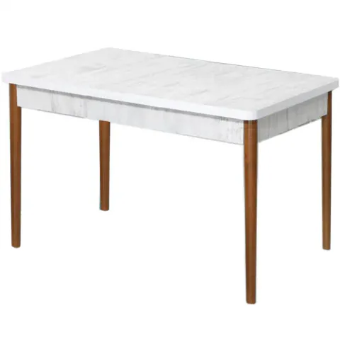 Masa bucatarie Brigitte, culoare bej si nuc, 120 cm