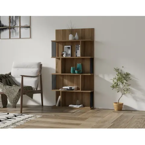 Biblioteca Alecia culoare nuc 160x80x22 cm