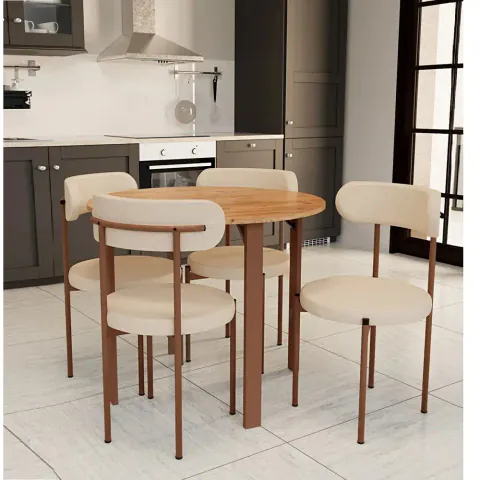 Set masa Onita rotund cu 4 scaune 90 cm