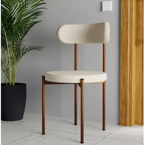 Scaun Onita profil metalic maro si tapiterie bej