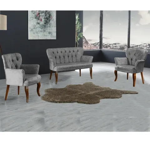 Set canapea 2 locuri cu 2 fotolii, Cafe Homs gri