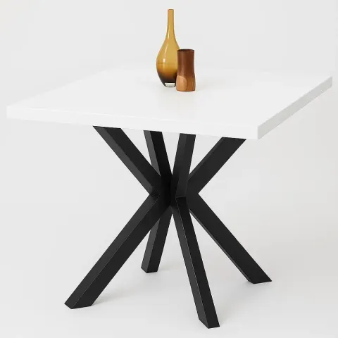 Masa de bucatarie din MDF patrat, alb,texturata, Homs 80x80X75 cm