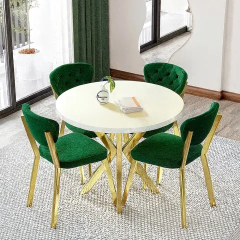 Scaun Barton, verde, profil din metal,auriu