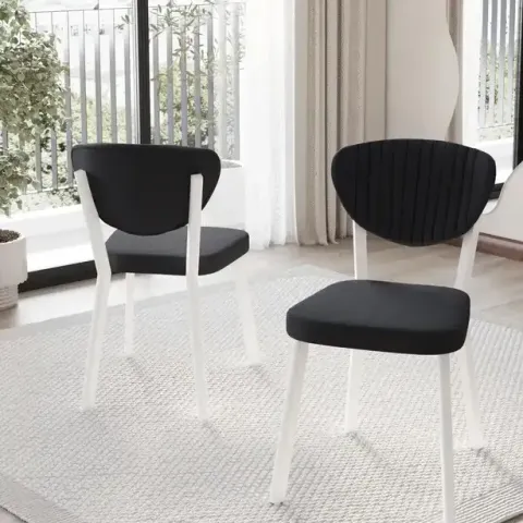 Scaun Barton, negru, profil din metal,alb