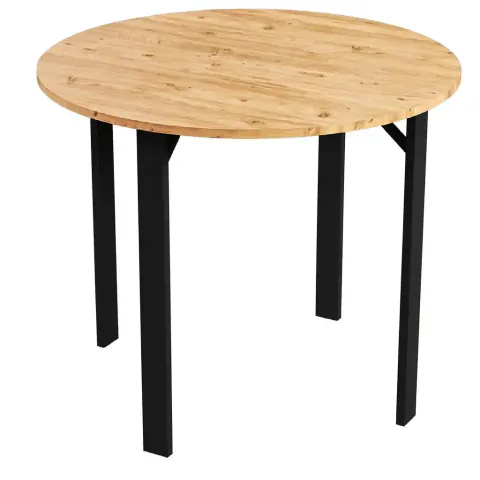 Masa bucatarie Onita rotund culoare nuc picioare negru,R 90 cm
