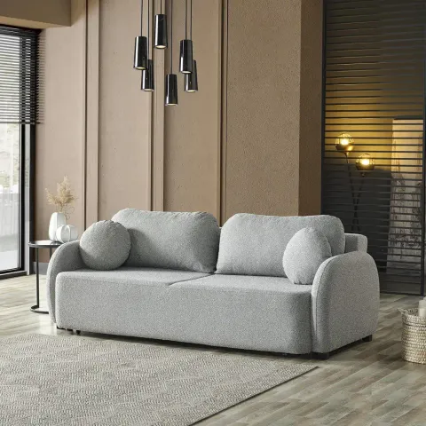 Canapea extensibila 3 locuri cu lada 226cm – stofa bej – Nova