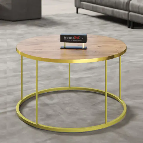 Masuta de cafea Vicenta Homs, nuc si auriu, seria 440, 70 cm