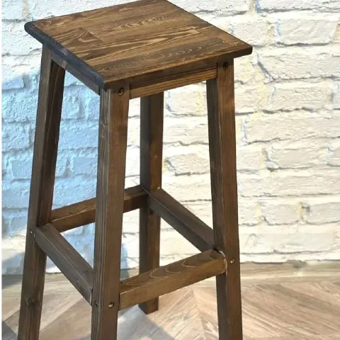 Scaun bar Vinita din lemn, culoare nuc, 80 cm