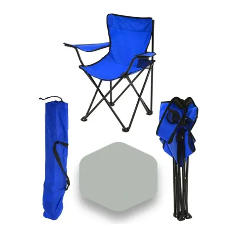 Scaune Pliabile cu Cotiere și Suport, Pentru Camping sau Grădină,albastru