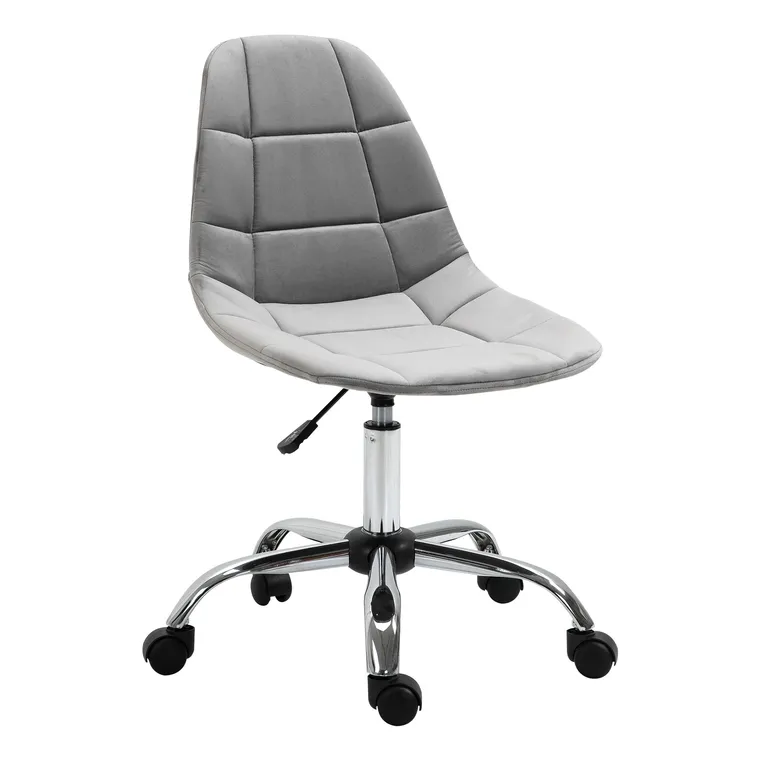 Vinsetto Scaun Ergonomic Rotativ cu Bază cu 5 Roți, Înălțime Ajustabilă, Comfortabil, Gri, Dimensiuni 59x59x81-91cm | Aosom Romania