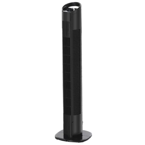 HOMCOM Ventilator Turn cu Oscilație 70°, 3 Viteze, Ușor de Transportat, Design Compact, Ф20x78.5cm, Negru | Aosom Romania