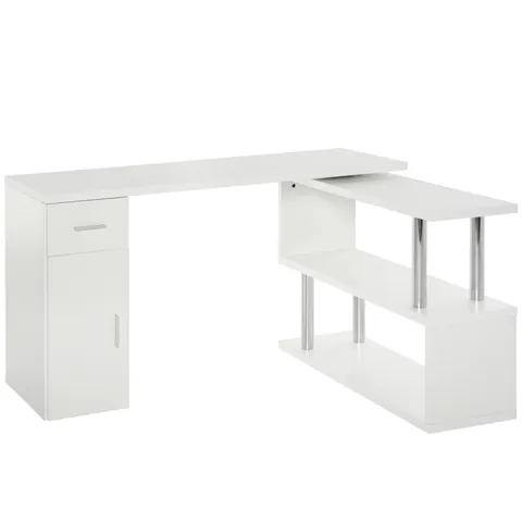 HOMCOM Birou Unghiular Modern din Lemn Spațiu de Lucru Generos 140x107x74.6 cm Design Contemporan pentru Birou | Aosom Romania