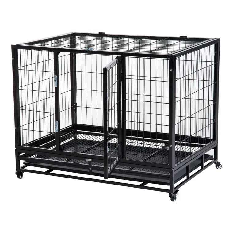 PawHut Cusca Boxa pentru Caini tarc pentru Intern Extern cu Rotite | Aosom Romania