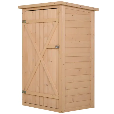 Outsunny Magazie de Grădină pentru Unelte, din Lemn de Brad Tratat, Rezistent la Apă, Soluție de Stocare Exterior | Aosom Romania