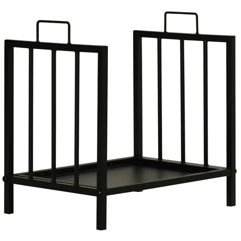 Outsunny Suport pentru Lemne din Metal, cu 2 Mânere și Bază Ridicată pentru 50kg de Lemne, 42x32.5x46 cm, Negru | Aosom Romania