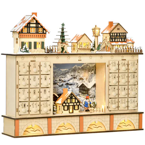 Calendar de Advent, calendar de Craciun, decoratiunde de Craciun HOMCOM | Aosom Romania