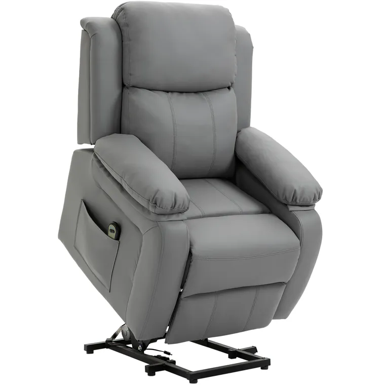HOMCOM Fotoliu Relaxant Rabatabil la 160°, Electric cu Funcție de Ridicare, Suport pentru Picioare și Telecomandă, 76x90x105 cm, Gri | Aosom Romania