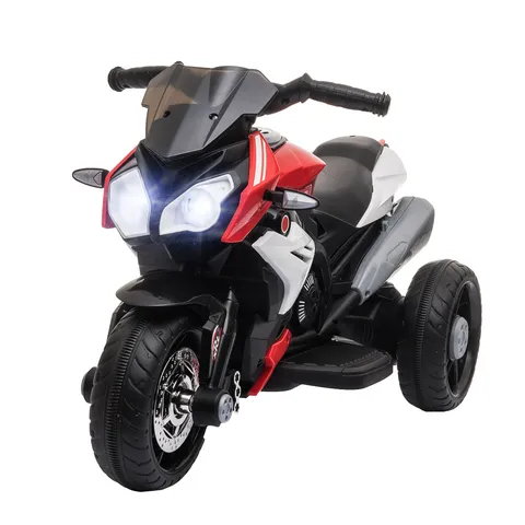 Motocicleta Electrica HOMCOM Copii 3-5 Ani cu Lumini Muzica Baterie 6V Negru Rosu | Aosom Romania