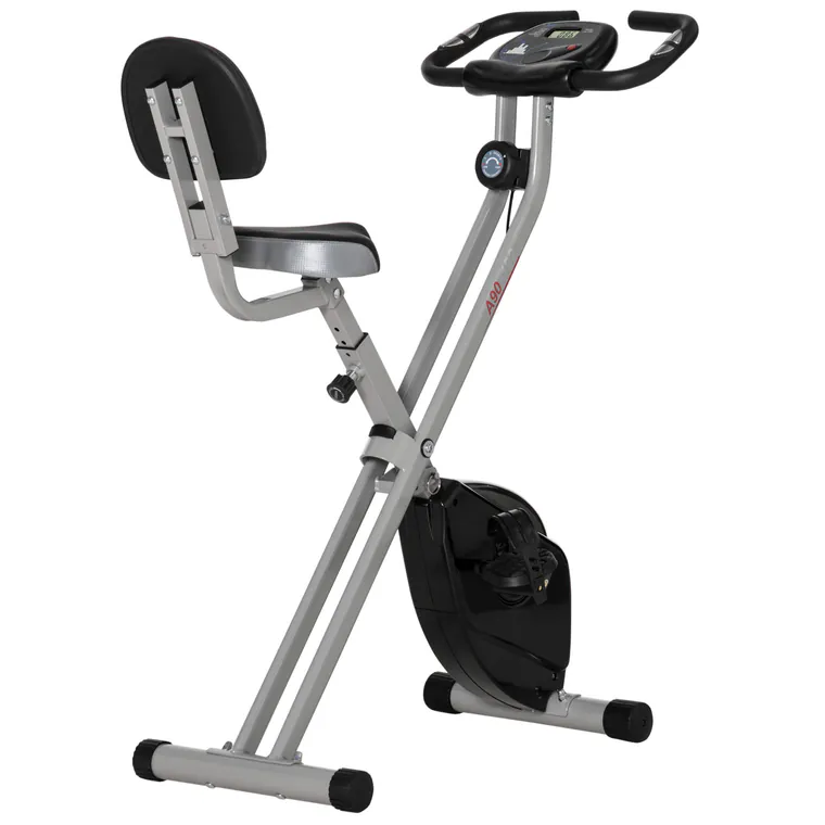 HOMCOM Biciclet Fitness Pliabilă cu 5 Poziții Reglabile și 8 Nivele de Rezistență Magnetică, 43x97x109 cm, Gri | Aosom Romania