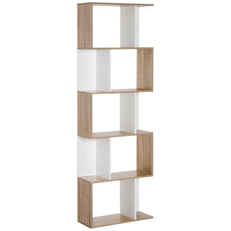 HOMCOM Bibliotecă de Perete Modernă cu 5 Rafturi, Design Vertical din Lemn, 60x24x184.5 cm, Alb | Aosom România