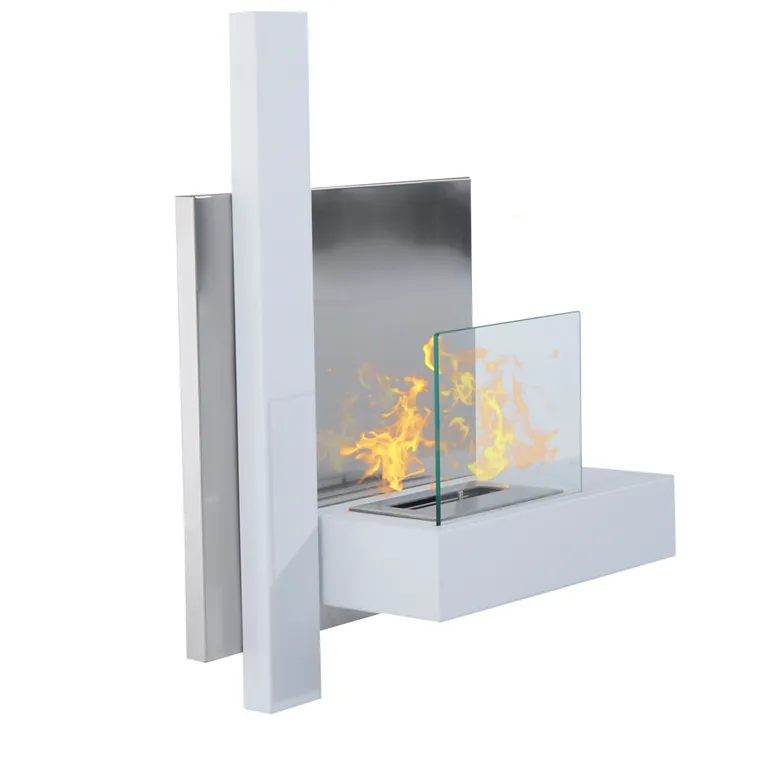 HOMCOM Semineu pe Bioetanol Incalzitor din Inox aparat de incalzire cu Rezervor 1.5LT, 75 x 22 x 63cm | AOSOM RO