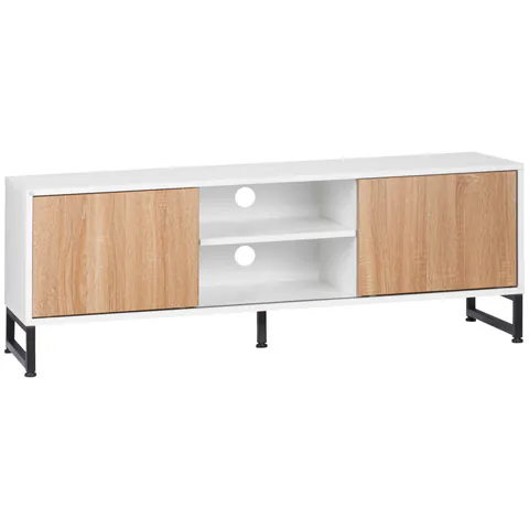 HOMCOM Suport TV pentru modele de pana la 50" Max, PAL modern si suport TV din otel cu 2 rafturi deschise si 2 dulapuri inchise, 120x39,5x45cm | Aosom Romania