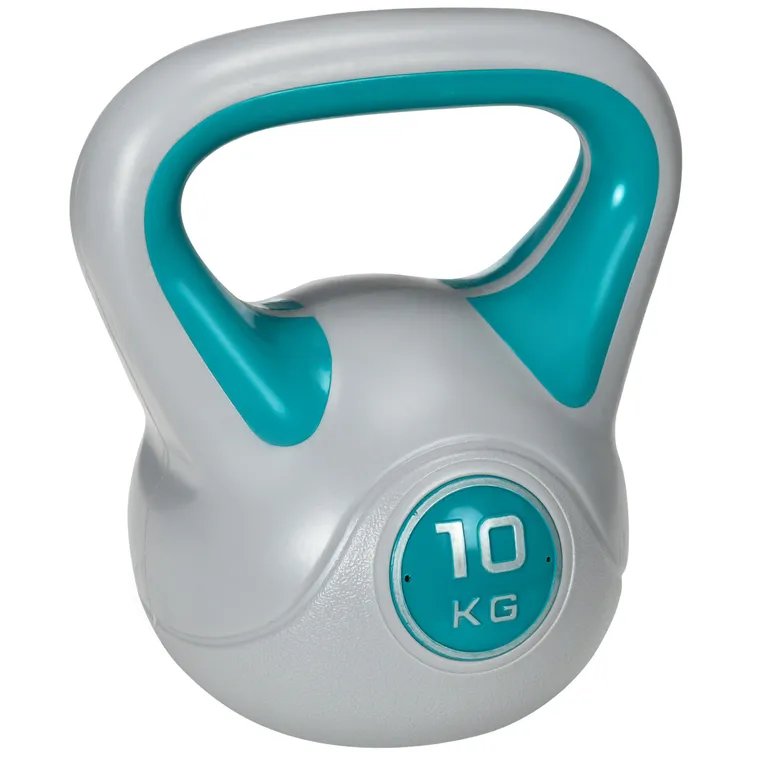 SPORTNOW Kettlebell 10kg pentru Antrenament Complet, Design cu Bază Plată, Mâner Ergonomic, Umplut cu Nisip, Dimensiuni 22x16x26 cm, Verde | Aosom Romania