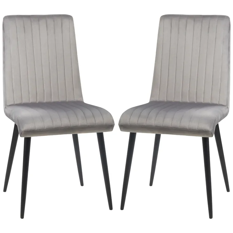 HOMCOM Set 2 Scaune Elegante pentru Dining, Catifea Gri și Picioare din Oțel, Confortabile, Suportă până la 120kg | Aosom Romania