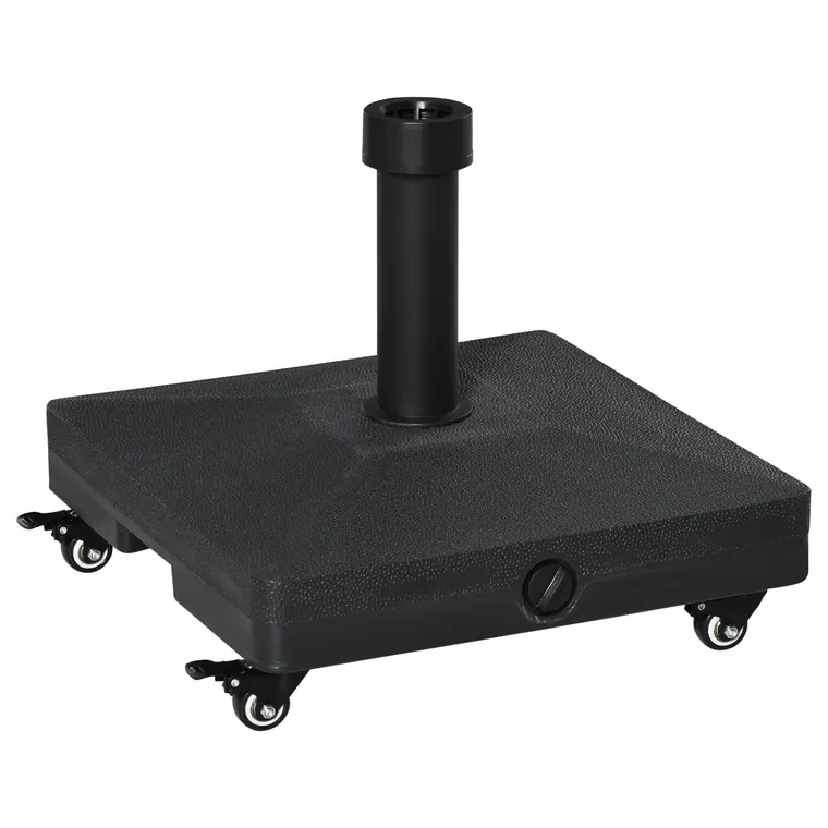 Outsunny Bază Mobilă pentru Umbrele de Soare, HDPE Portabil, Compatibilă cu Stâlpi Ø38-48mm, 45x45x39cm, Negru | Aosom Romania