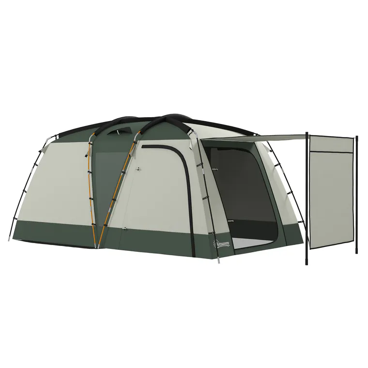 Outsunny Cort de Camping Impermeabil cu 4 Locuri, cu Zonă Separată de Dormit și Living, 460x300x200 cm, Verde | Aosom Romania