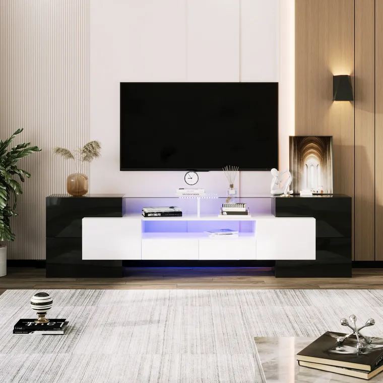 Mobilier TV, Negru+Alb | Aosom Romania