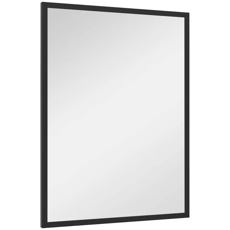 HOMCOM Oglindă Dreptunghiulară de Perete cu Cârlige, Sticlă și MDF, 60x80 cm, Negru | Aosom Romania