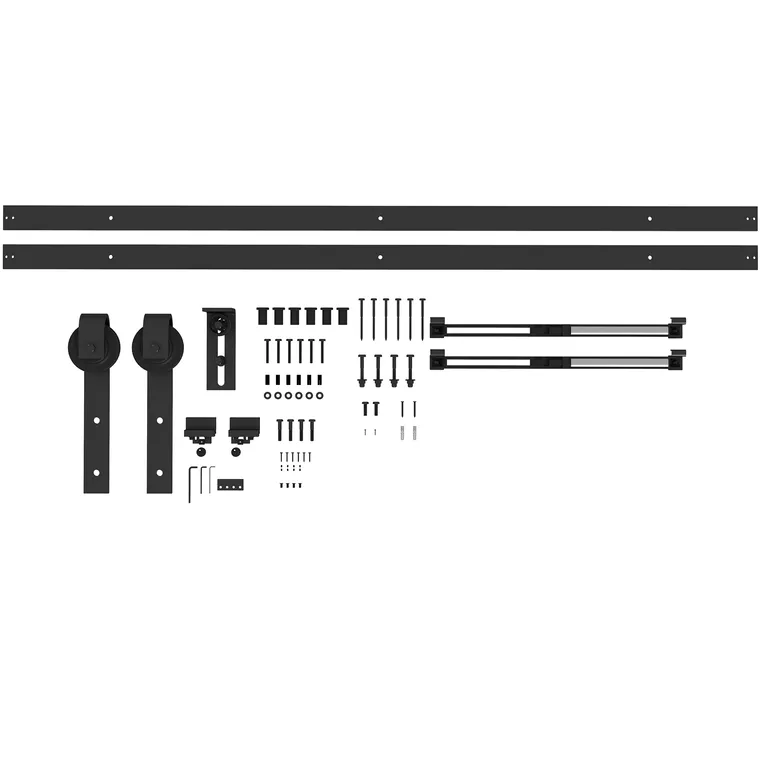 HOMCOM Kit pentru Ușă Glisantă cu Instalare fără Perforare pentru o Singură Ușă, Kit Modern pentru Ușă Glisantă, 244x0.5x4 cm, Negru | Aosom Romania