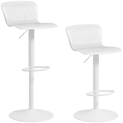 HOMCOM Set 2 Scaune de Bar cu Spătar Ergonomic, Suport pentru Picioare și Șezut Rotativ, 38,5x40x76,5-97,5 cm, Alb | Aosom Romania