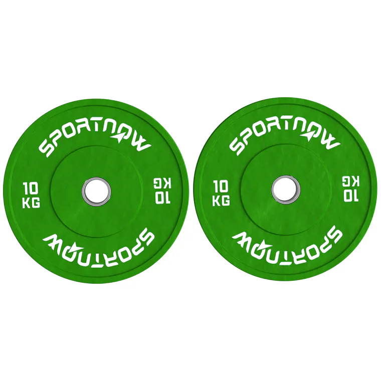 SPORTNOW Set de 2 Discuri Greutăți 2x10 kg din Cauciuc, cu Gaură de 5 cm pentru Gantere și Grijuri, Ø45x4 cm, Verde | Aosom Romania