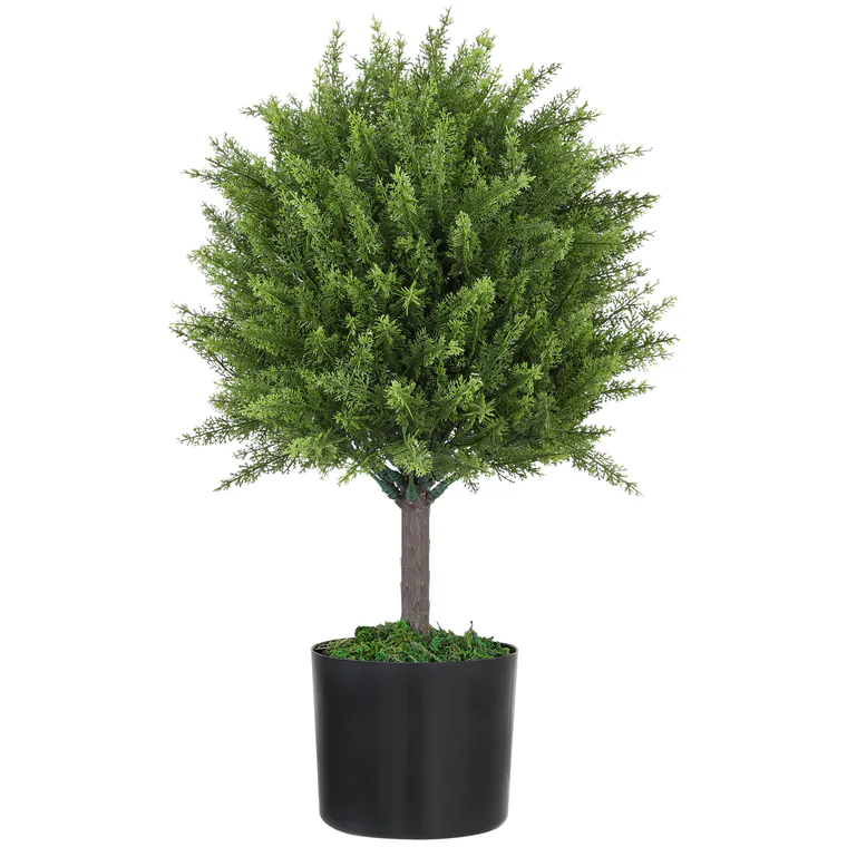 HOMCOM Plantă Artificială Cedru Rezistentă la Raze UV cu Ghiveci, Ø14,5x55 cm, Verde | Aosom Romania