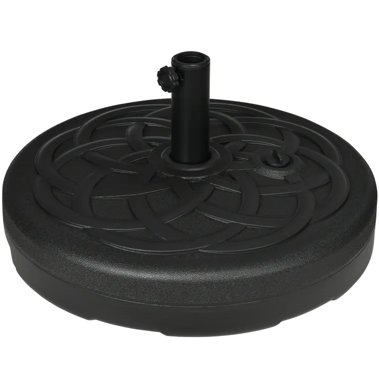 Outsunny Bază pentru Umbrele cu Stâlpi Ø38/48mm și Umplere cu 25 kg de Apă sau 35 kg de Nisip, Ø56x30.5 cm, Negru | Aosom Romania