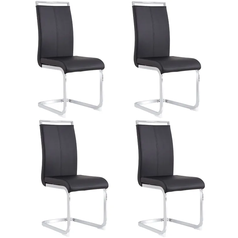 Set de 4 scaune de sufragerie cantilever, Negru | Aosom Romania