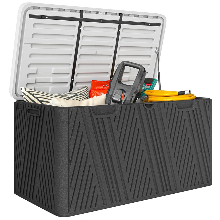 Outsunny Cutie de Depozitare Impermeabilă pentru Exterior cu Capac și Mânere, 115x60x60 cm, Negru | Aosom Romania