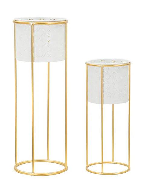 Mauro Ferretti Suport Vaza Alb Set 2 Buc cm Ø 17X46-14X34 | Aosom Romania