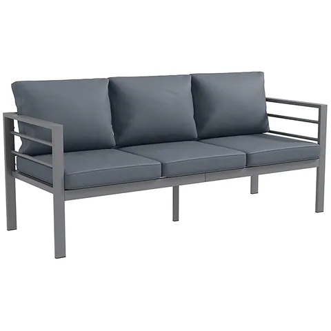 Outsunny Canapea de Grădină cu 3 Locuri cu Perne pentru Scaun și Spate, Canapea Modernă din Aluminiu și Poliester, 185x66x64 cm, Gri | Aosom Romania