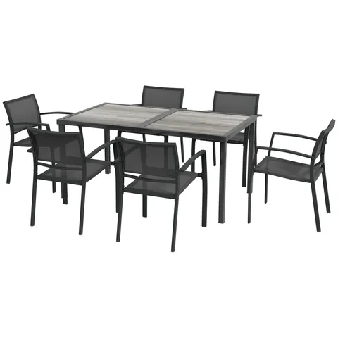 Outsunny Set Masa de Grădină 7 Piese, Scaune Stivuibile, Set Masa Exterior pentru Terasă, Design Modern și Confortabil | Aosom Romania