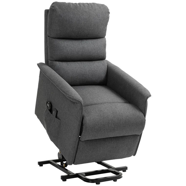 HOMCOM Fotoliu cu Ridicare și Masaj, Fotoliu Reclinabil cu 8 Puncte de Masaj, Încălzire și Suport pentru Picioare, 62.5x93x97 cm, Gri | Aosom Romania