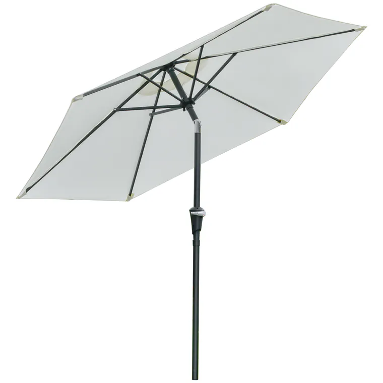 Outsunny Umbrelă de Grădină Reglabilă, din Oțel, Alb Crem, Φ230cm | Aosom Romania