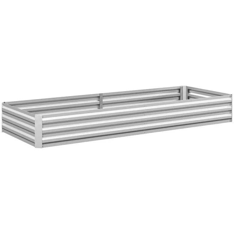 Outsunny Pat de Grădină Ridicat din Metal, Suport pentru Plante, Ierburi și Flori, Argintiu | Aosom Romania